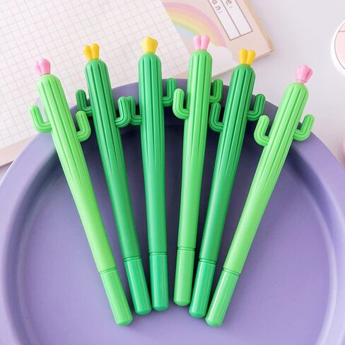 Abgream Pack of 30 Cactus Shaped Ballpoint Pens 0.5mm Black Gel Ink Writing Pen for School Home Office Supplies (Style A) in Saudi Arabia