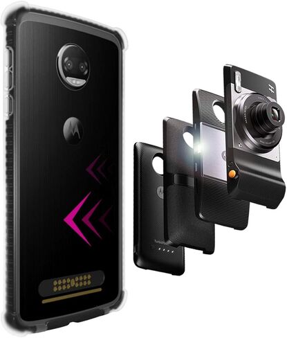 Casewe – غطاء حماية مرن من مادة TPU لهاتف Motorola Moto Z2 Force / متوافق مع Moto Mods - أسود وشفاف in Kuwait