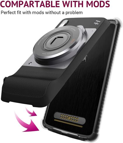 Casewe – غطاء حماية مرن من مادة TPU لهاتف Motorola Moto Z2 Force / متوافق مع Moto Mods - أسود وشفاف in Kuwait