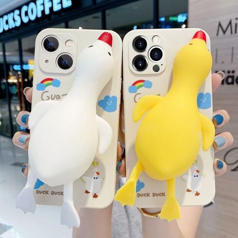 Guppy متوافق مع iPhone 14 Plus Case Cartoon Cute Squishy 3D Finger Pinch Duck Funny Squeeze الحسي الإجهاد المخفف الضغط لينة الوفير حالة وقائية مقاومة للصدمات 6.7 بوصة الوردي in Kuwait