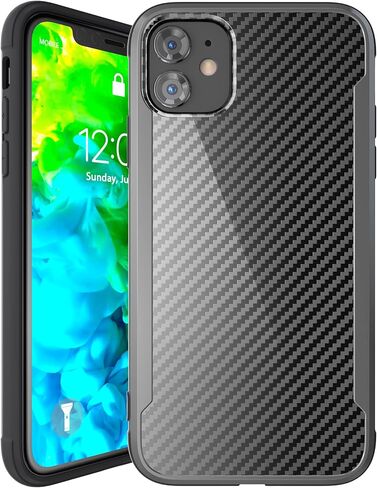 Nicexx Designed for iPhone 11 Case with Carbon Fiber Pattern, 12ft. Drop Tested, Wireless Charging Compatible - Rosegold in Saudi Arabia