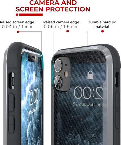 Nicexx Designed for iPhone 11 Case with Carbon Fiber Pattern, 12ft. Drop Tested, Wireless Charging Compatible - Rosegold in Saudi Arabia