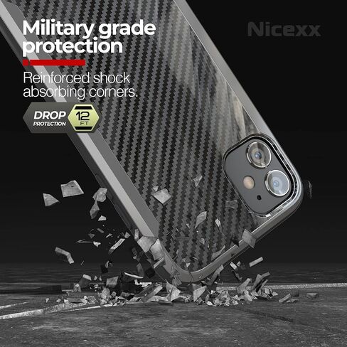 Nicexx Designed for iPhone 11 Case with Carbon Fiber Pattern, 12ft. Drop Tested, Wireless Charging Compatible - Rosegold in Saudi Arabia