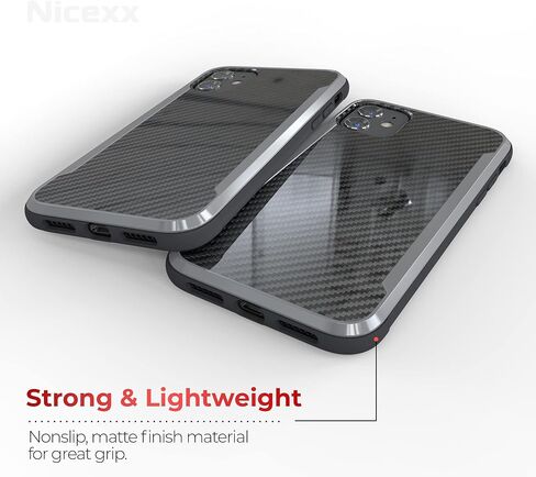 Nicexx Designed for iPhone 11 Case with Carbon Fiber Pattern, 12ft. Drop Tested, Wireless Charging Compatible - Rosegold in Saudi Arabia