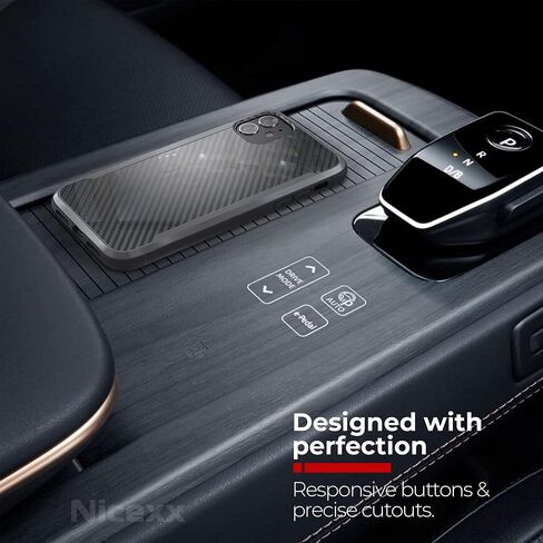 Nicexx Designed for iPhone 11 Case with Carbon Fiber Pattern, 12ft. Drop Tested, Wireless Charging Compatible - Rosegold in Saudi Arabia