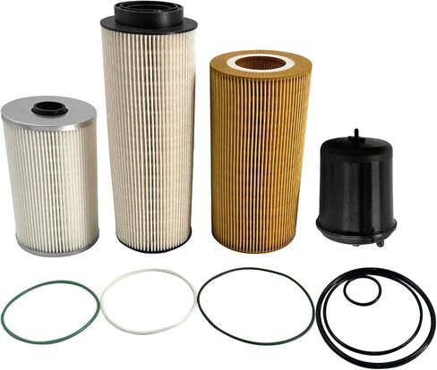 Lapvier 2277129 فلتر فاصل مياه الوقود، FS19765 فلتر الوقود فاصل المياه، 1948921 فلتر الزيت، 1922496 استبدال مجموعة فلتر الزيت لمحرك Paccar MX13 MX-13 4 عبوات in Kuwait