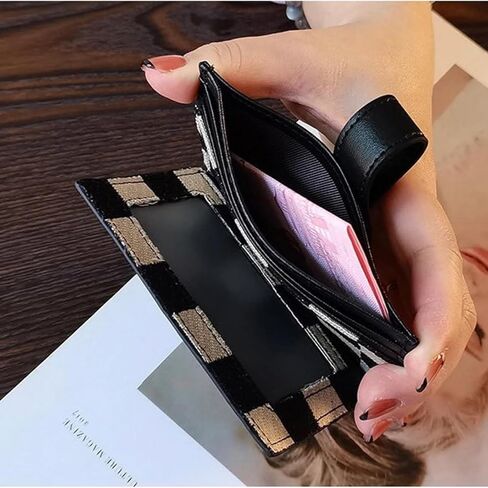 محفظة جيب أمامي من القماش بتصميم نحيف وجذاب من TURBOOST، حافظة صغيرة لبطاقات الائتمان للنساء (بني) in Kuwait