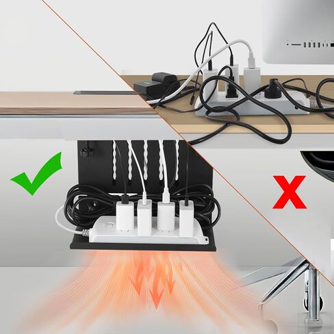 MILEGI Under Desk Cable Management Tray, 2 in 1 Desk Side Storage No Drill, Under Desk Laptop Holder, Steel Cable Tray Desk Wire Management, Hanging Desk Cord Organizer for Office Home (Black) in Saudi Arabia