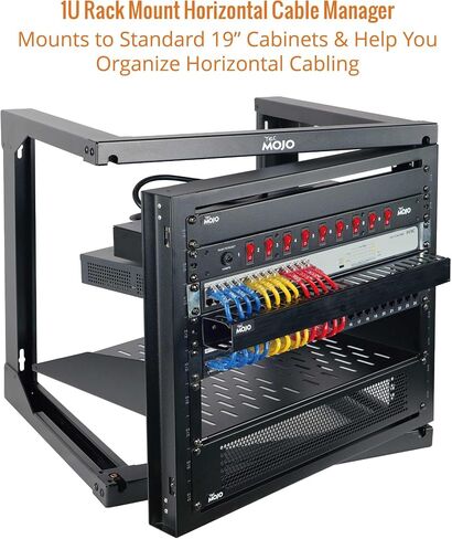 Tecmojo 1U 19 Inch Horizontal Server Rack Wire Cable Management System-Rack Mount Wire Organizer Duct Raceway Cable Tray Black in Saudi Arabia