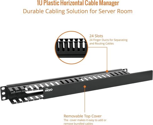 Tecmojo 1U 19 Inch Horizontal Server Rack Wire Cable Management System-Rack Mount Wire Organizer Duct Raceway Cable Tray Black in Saudi Arabia