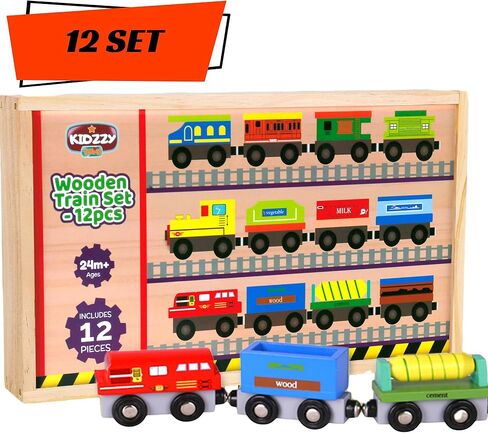 Wooden Train Cars - 12 Pack - A Kids Favorite Toy Train Set in Saudi Arabia