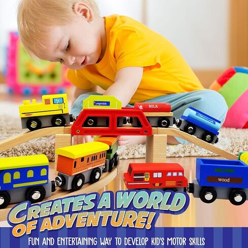 Wooden Train Cars - 12 Pack - A Kids Favorite Toy Train Set in Saudi Arabia