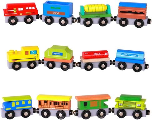 Wooden Train Cars - 12 Pack - A Kids Favorite Toy Train Set in Saudi Arabia