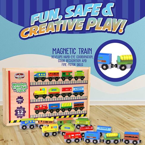 Wooden Train Cars - 12 Pack - A Kids Favorite Toy Train Set in Saudi Arabia