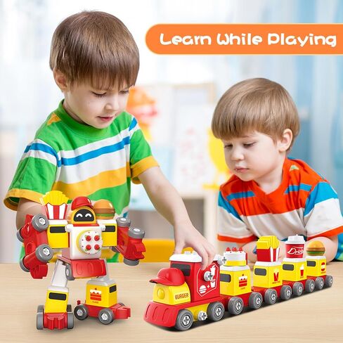 Building Blocks Toys for Age 3-6,STEM Take Apart Transform Train Set Preschool Educational Learning Construction Toys Kit Birthday Gifts for Toddlers Boy Girls Son 3 4 5 6 7 8 Year Old in Kuwait