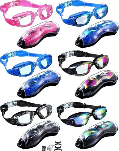 6 Pack Swim Goggles Swimming Goggles No Leaking Full Protection Glasses for Men Women Youth UV Protection Fog Proof Swim Goggles with Nose Clips Ear Plugs Storage Boxes in Saudi Arabia