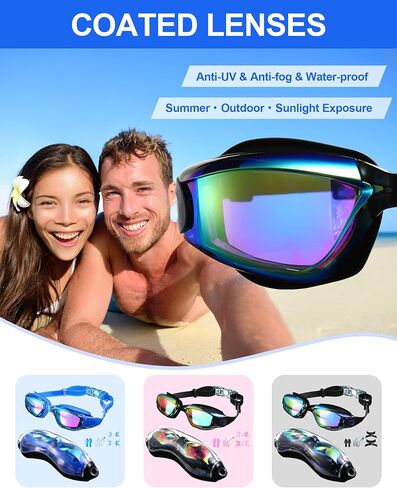 6 Pack Swim Goggles Swimming Goggles No Leaking Full Protection Glasses for Men Women Youth UV Protection Fog Proof Swim Goggles with Nose Clips Ear Plugs Storage Boxes in Saudi Arabia