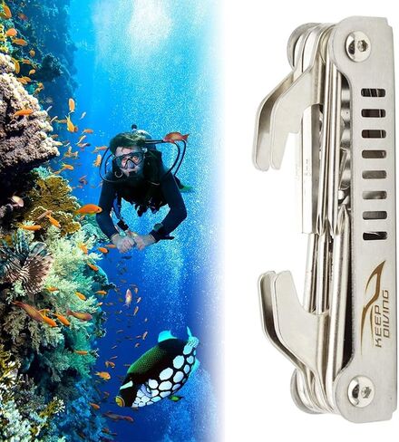 GEZICHTA Diving Repair Multi Tool,13 in 1 Professional Stainless Steel Folding Scuba Toolpack Repair Multi Tool Diver Tool Kit for Diving Snorkeling in Kuwait