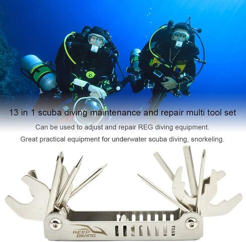 GEZICHTA Diving Repair Multi Tool,13 in 1 Professional Stainless Steel Folding Scuba Toolpack Repair Multi Tool Diver Tool Kit for Diving Snorkeling in Kuwait