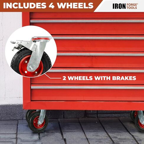 Iron Forge Tools Heavy Duty Swivel Knobby Caster, 6" Height, 5" Diameter, Set of 4 Flat-Free Solid PU Knobby Tread Caster Wheels, with Swiveling Bases, Two Casters with Brakes and Two Without in Saudi Arabia