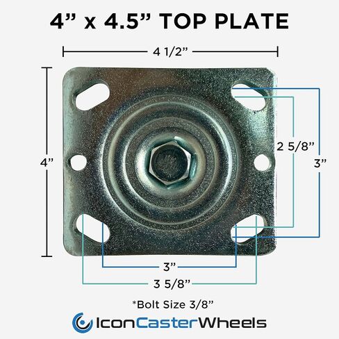 عجلات ICON Caster مقاس 6 بوصة × 2 بوصة، عجلات صناعية شديدة التحمل، لوحة علوية 4 بوصة × 4.5 بوصة، كستنائي، دوارة مع فرامل قفل علوية، عجلة بولي يوريثين Pro-Tech بدون علامات، سعة تحميل 900 رطل. لكل عجلة in Kuwait