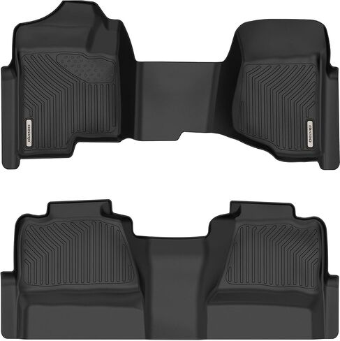 سجادات أرضية OEDRO تناسب 2007-2013 Silverado/Sierra 1500&2007-2014 Silverado/Sierra 2500/3500 HD Crew Cab، حماية فريدة من نوعها من مادة TPE سوداء لجميع الأحوال الجوية تتضمن الصف الأول والثاني: مجموعة كاملة من البطانات in Kuwait