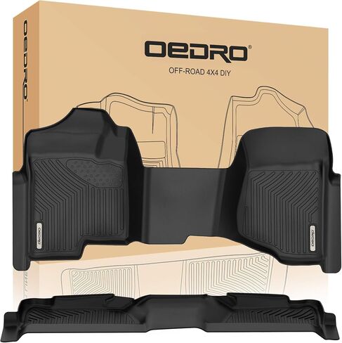 سجادات أرضية OEDRO تناسب 2007-2013 Silverado/Sierra 1500&2007-2014 Silverado/Sierra 2500/3500 HD Crew Cab، حماية فريدة من نوعها من مادة TPE سوداء لجميع الأحوال الجوية تتضمن الصف الأول والثاني: مجموعة كاملة من البطانات in Kuwait