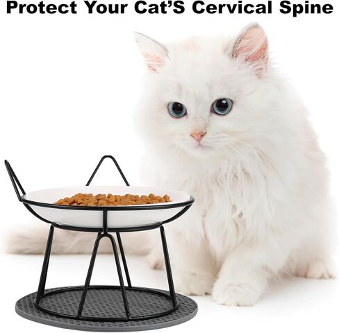 FRIUSATE 2PCS Ceramic Raised Cat Bowls, Elevated Cat Bowl with Stand Anti Vomiting Pet Feeding Dishes Non Slip Protect Pet's Spine Wide Bowls Whisker-Friendly Cat Dish for Cats Kitten Puppy in Kuwait