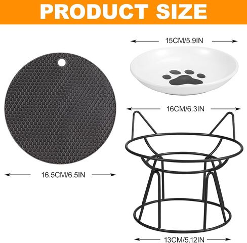 FRIUSATE 2PCS Ceramic Raised Cat Bowls, Elevated Cat Bowl with Stand Anti Vomiting Pet Feeding Dishes Non Slip Protect Pet's Spine Wide Bowls Whisker-Friendly Cat Dish for Cats Kitten Puppy in Saudi Arabia