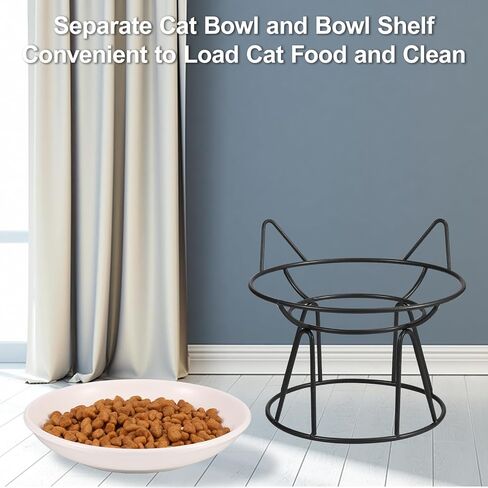 FRIUSATE 2PCS Ceramic Raised Cat Bowls, Elevated Cat Bowl with Stand Anti Vomiting Pet Feeding Dishes Non Slip Protect Pet's Spine Wide Bowls Whisker-Friendly Cat Dish for Cats Kitten Puppy in Saudi Arabia