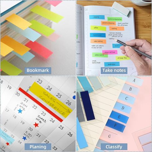 1000Pcs Annotating Tabs-Book Tabs for Annotating Books-Morandi Multi-Colored Writable and Repositionable Book Flags Tabs Strip Index Tabs. in Saudi Arabia