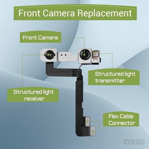 CYKJGS لهاتف iPhone 11 Pro استبدال الكاميرا الأمامية OEM 12MP جزء كاميرا أمامية جديدة للوجه تواجه وحدة العدسات وجهاز إرسال الضوء واستقبال الكابلات المرنة مجموعة أدوات إصلاح الإصلاح لـ A2160 A2217 A2215 in Saudi Arabia