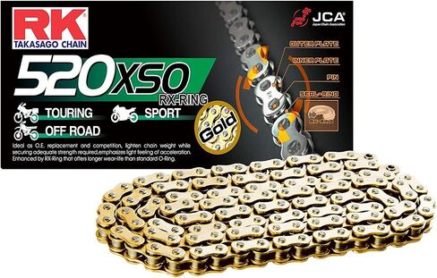RK Racing Chain GB525XSO-110 (525 Series) Gold 110 Link High Performance Street and Off-Road RX-Ring Chain with Connecting Link in Saudi Arabia
