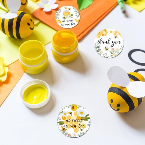 500 Pieces 1.5 Inch Bee Thank You Labels Baby Shower Bumble Stickers for Jars Bottle Gift Box Birthday Baby Shower Party Favor Label Stickers 8 Design in Saudi Arabia