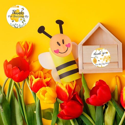 500 Pieces 1.5 Inch Bee Thank You Labels Baby Shower Bumble Stickers for Jars Bottle Gift Box Birthday Baby Shower Party Favor Label Stickers 8 Design in Saudi Arabia