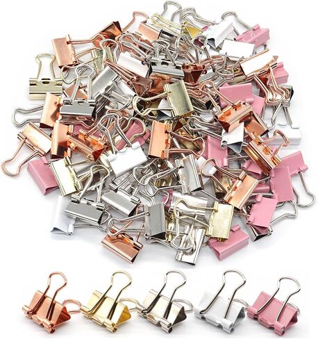 Mini Binder Clips, Paper Clip, Small Paper Clamps 15mm (5/8 inch), 100 Pack Micro Size Office Clips for Home School and Business (Multicolored) in Saudi Arabia