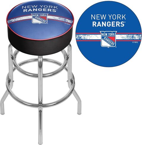 العلامة التجارية Gameroom NHL New York Rangers Chrome Bar Stool مع دوار in Saudi Arabia