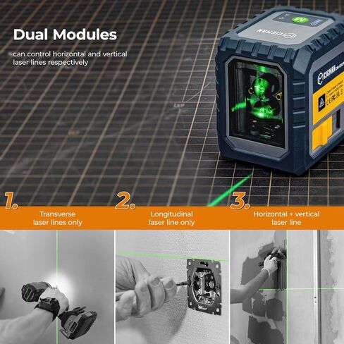 Laser Level Rechargeable, CIGMAN G02 Green Self-Leveling Cross Line Laser Level with Horizontal and Vertical Lines, 100 Ft Visibility, Rotatable 360°, Charging Cable Included in Saudi Arabia
