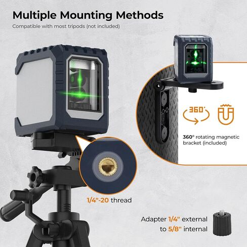 Laser Level Rechargeable, CIGMAN G02 Green Self-Leveling Cross Line Laser Level with Horizontal and Vertical Lines, 100 Ft Visibility, Rotatable 360°, Charging Cable Included in Saudi Arabia