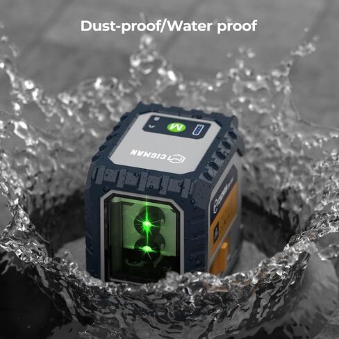 Laser Level Rechargeable, CIGMAN G02 Green Self-Leveling Cross Line Laser Level with Horizontal and Vertical Lines, 100 Ft Visibility, Rotatable 360°, Charging Cable Included in Saudi Arabia