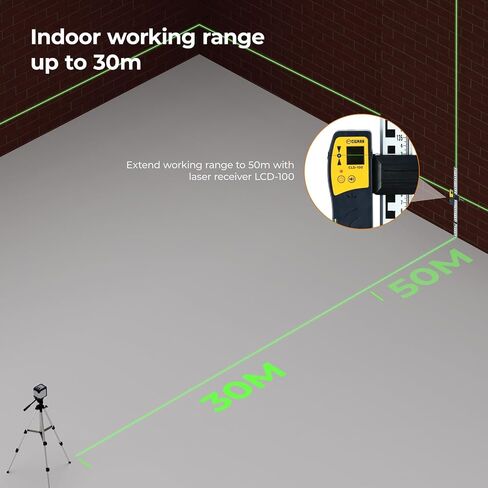 Laser Level Rechargeable, CIGMAN G02 Green Self-Leveling Cross Line Laser Level with Horizontal and Vertical Lines, 100 Ft Visibility, Rotatable 360°, Charging Cable Included in Saudi Arabia