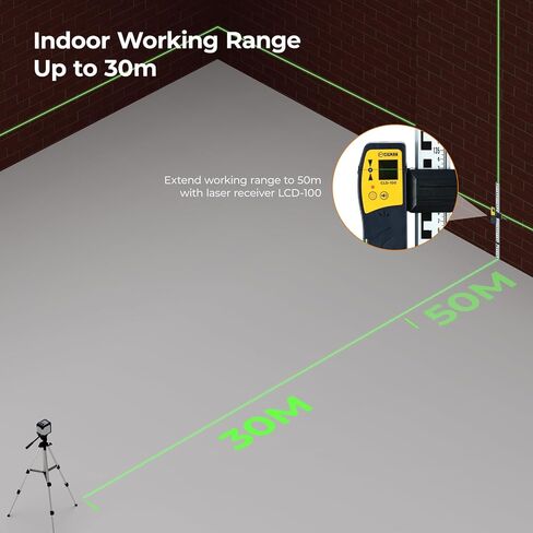 Laser Level Rechargeable, CIGMAN G02 Green Self-Leveling Cross Line Laser Level with Horizontal and Vertical Lines, 100 Ft Visibility, Rotatable 360°, Charging Cable Included in Saudi Arabia