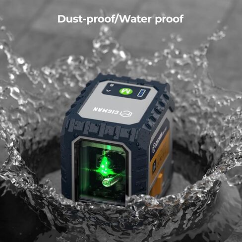 Laser Level Rechargeable, CIGMAN G02 Green Self-Leveling Cross Line Laser Level with Horizontal and Vertical Lines, 100 Ft Visibility, Rotatable 360°, Charging Cable Included in Saudi Arabia