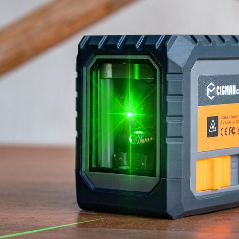 Laser Level Rechargeable, CIGMAN G02 Green Self-Leveling Cross Line Laser Level with Horizontal and Vertical Lines, 100 Ft Visibility, Rotatable 360°, Charging Cable Included in Saudi Arabia