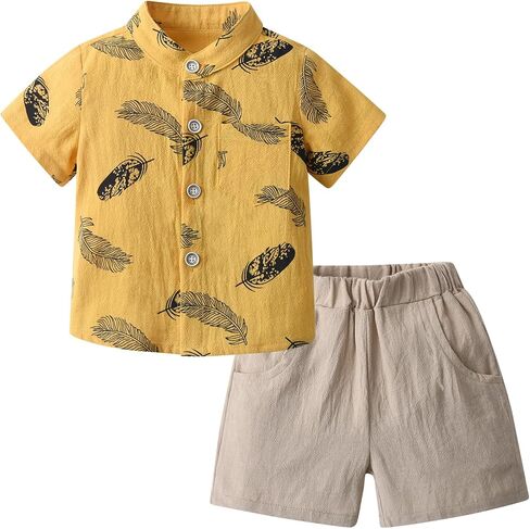 Toddler Infant Baby Boy Clothes Summer Short Sleeve Button Down Shirt Tops Shorts Outfit Set in Saudi Arabia
