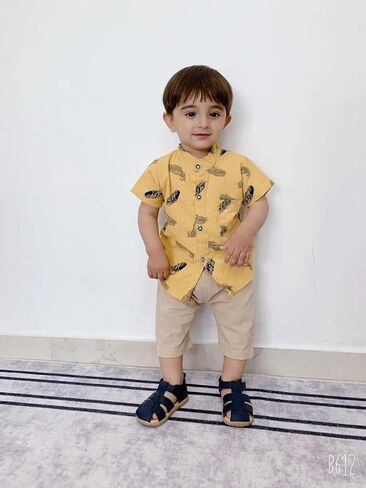Toddler Infant Baby Boy Clothes Summer Short Sleeve Button Down Shirt Tops Shorts Outfit Set in Saudi Arabia