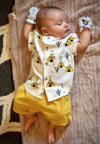 Toddler Infant Baby Boy Clothes Summer Short Sleeve Button Down Shirt Tops Shorts Outfit Set in Saudi Arabia