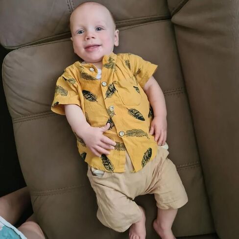 Toddler Infant Baby Boy Clothes Summer Short Sleeve Button Down Shirt Tops Shorts Outfit Set in Saudi Arabia