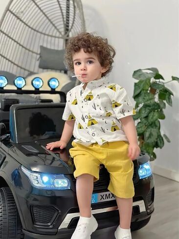 Toddler Infant Baby Boy Clothes Summer Short Sleeve Button Down Shirt Tops Shorts Outfit Set in Saudi Arabia