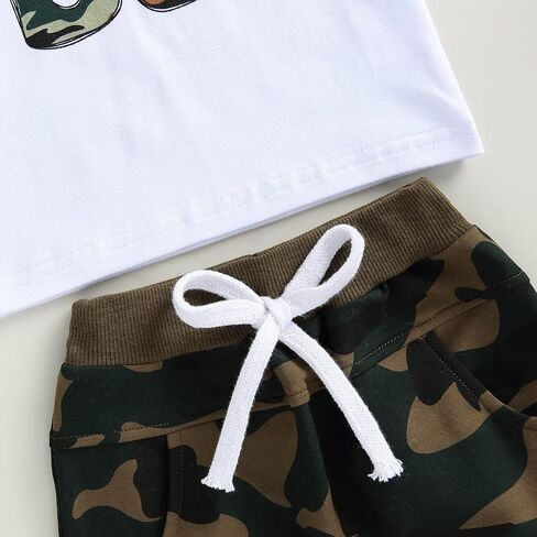 Baby Boy Camouflage Outfit Short Sleeve Pocket T-shirt Tops Shorts Set Toddler Summer Camo Clothes in Saudi Arabia